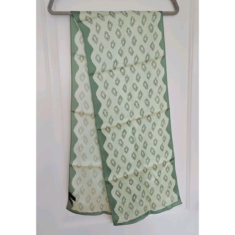 Perry Ellis Abstract Oblong 11.5" X 58" Silk Scarf, Green&yellow, Glam, Spring